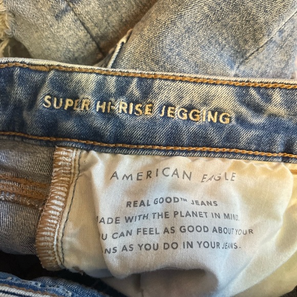 HAND PAINTED BY ME American Eagle Outfitters Distressed Blue Skinny Jeans - Picture 10 of 13